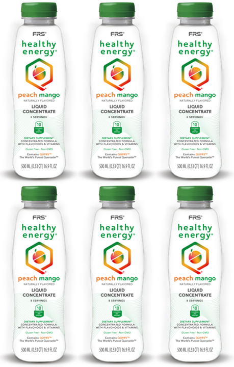 FRS Healthy Energy Peach Mango Concentrate/ Case of Six 16.9 oz Bottles